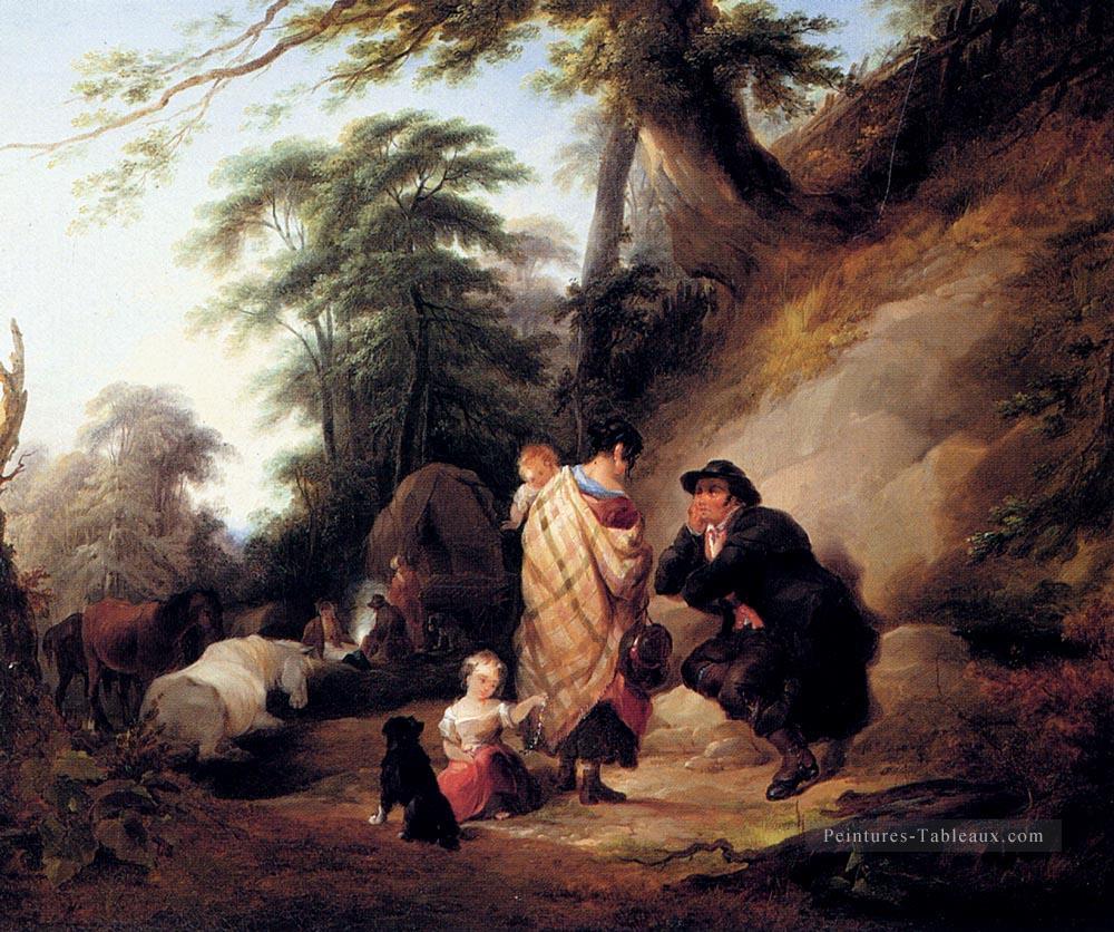 Les voyageurs se reposant scènes rurales William Shayer Snr Peintures à l'huile